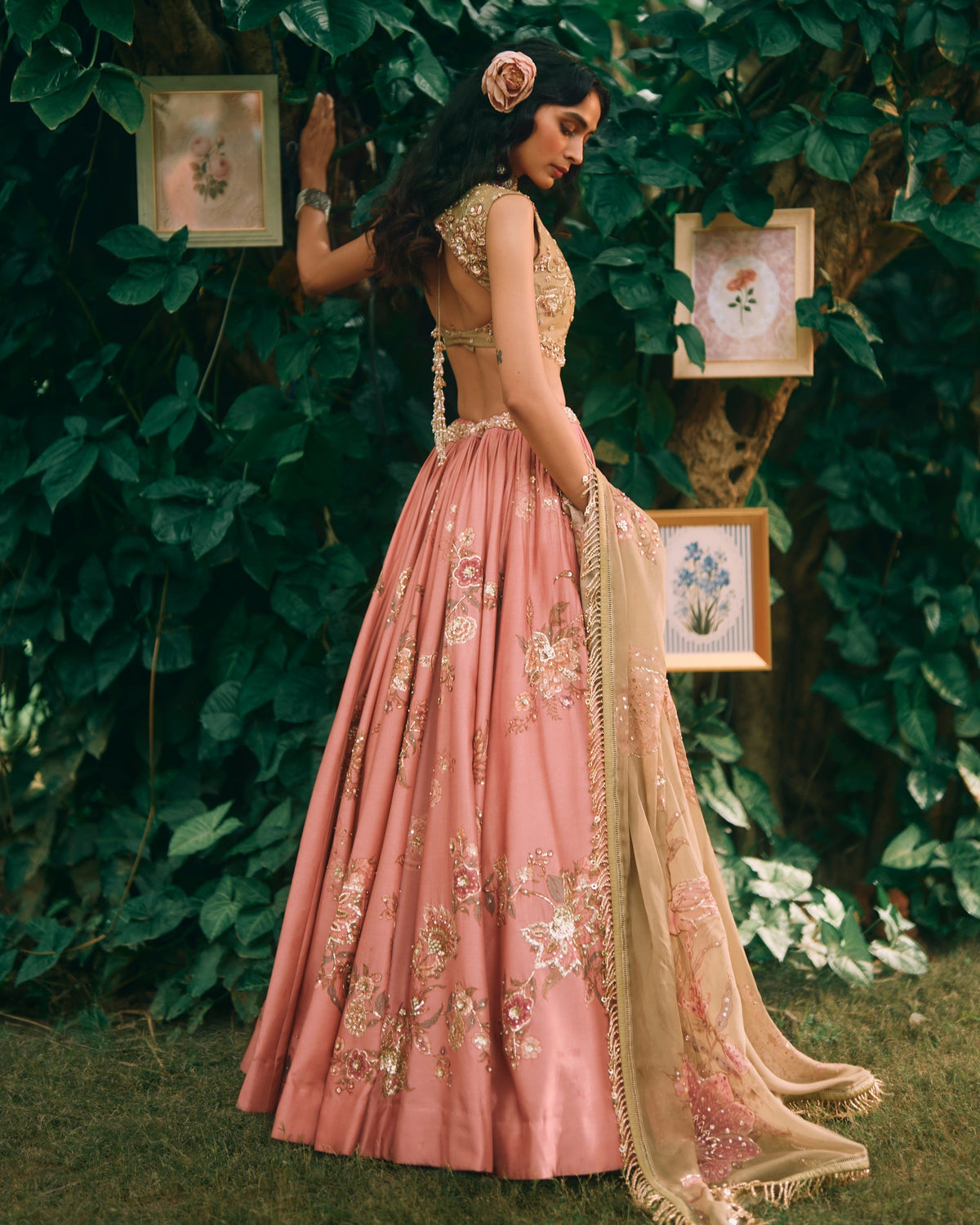 Rosewood Salmon Pink Lehenga Set