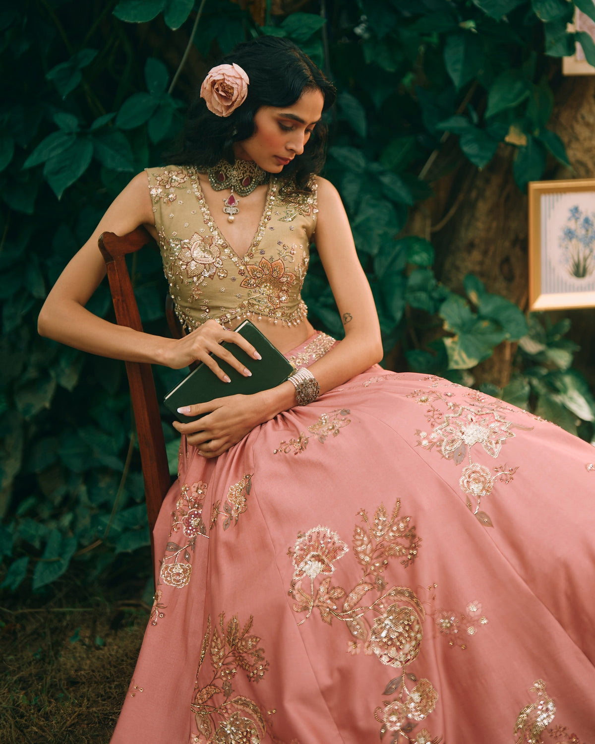 Rosewood Salmon Pink Lehenga Set