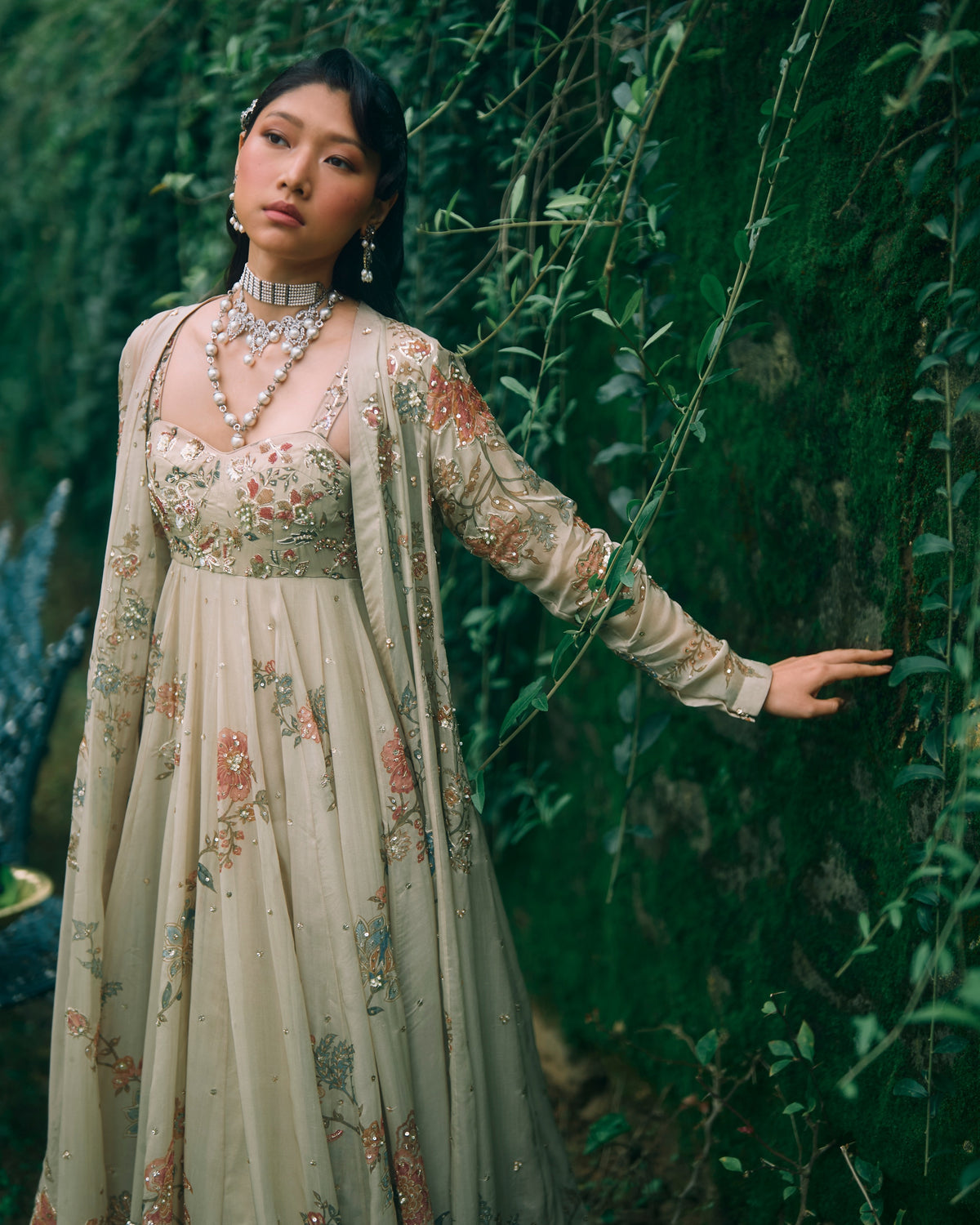 Rue Ivory Maxi Jacket & Anarkali Set