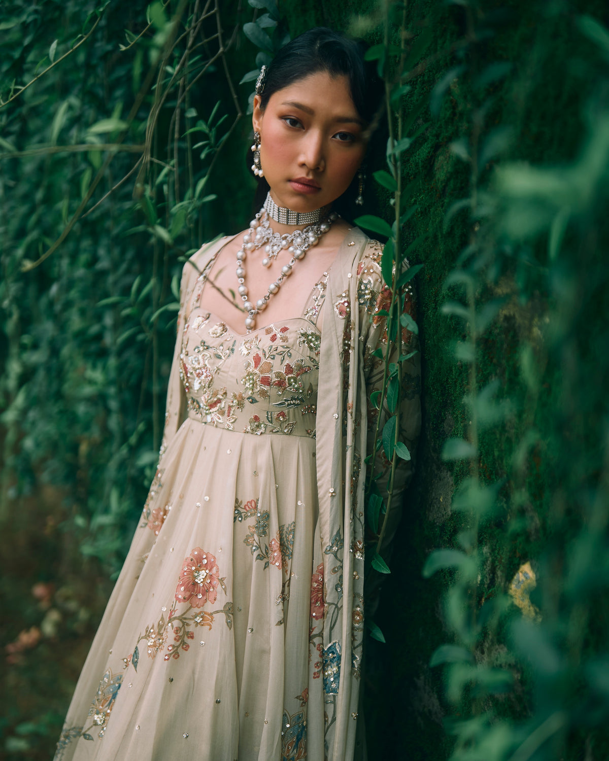 Rue Ivory Maxi Jacket & Anarkali Set