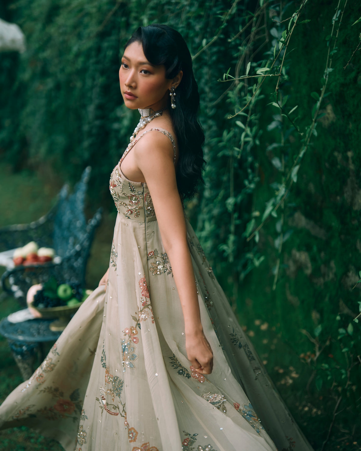 Rue Ivory Maxi Jacket & Anarkali Set