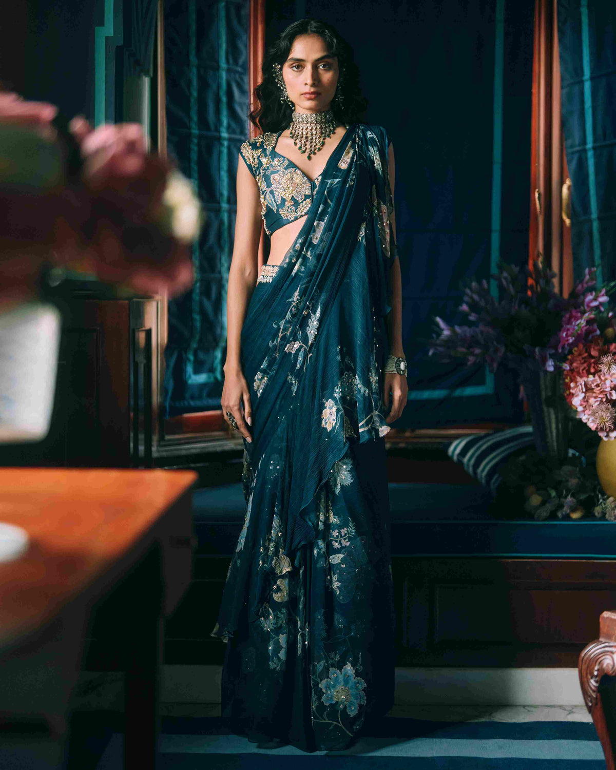 Soul Berry Blue Sari Set