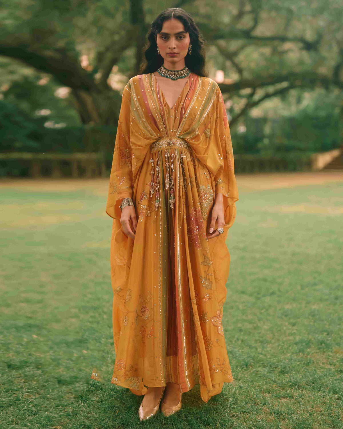 Elin Mustard Yellow Kaftan