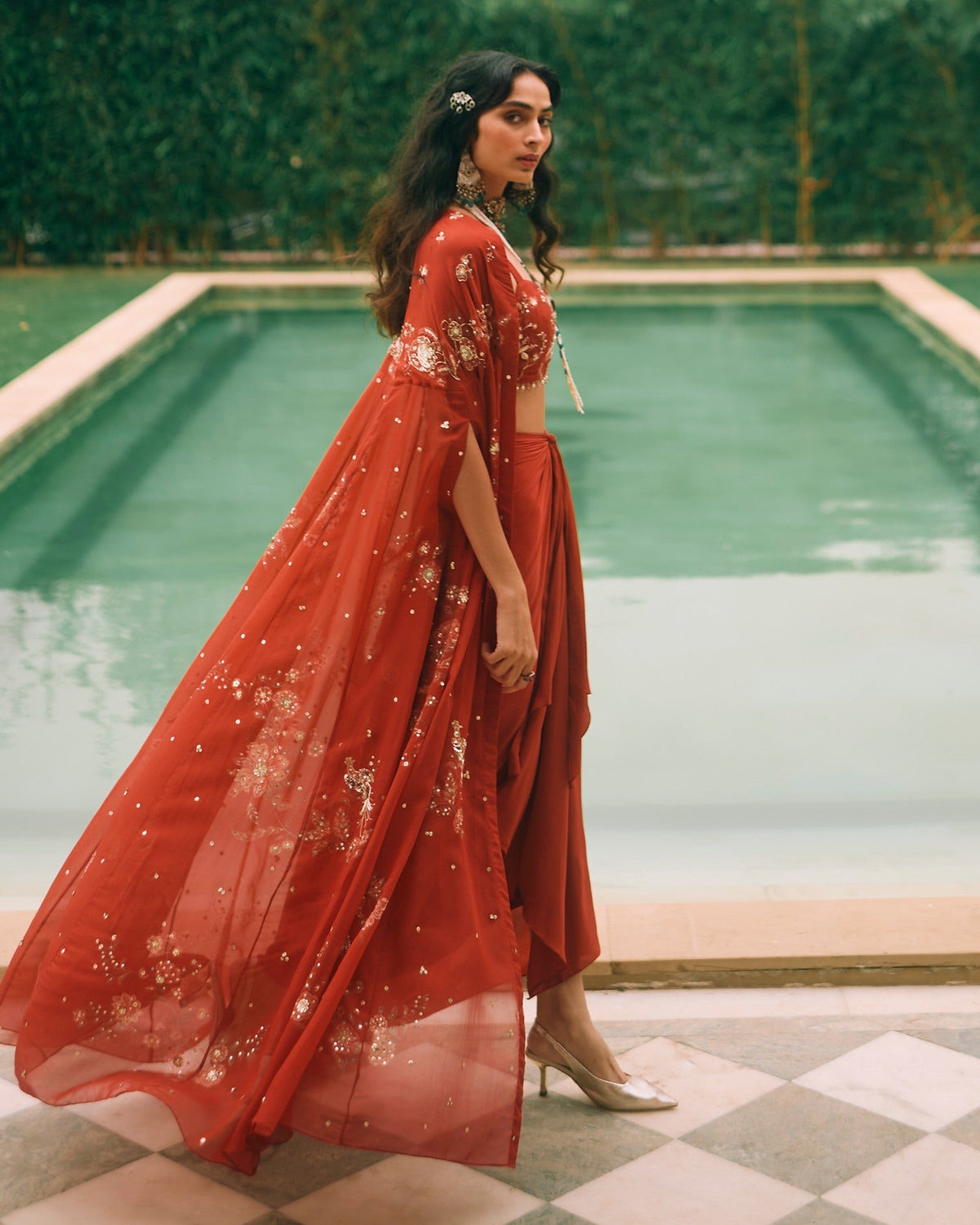 Marianne Sangria Red Cape Set