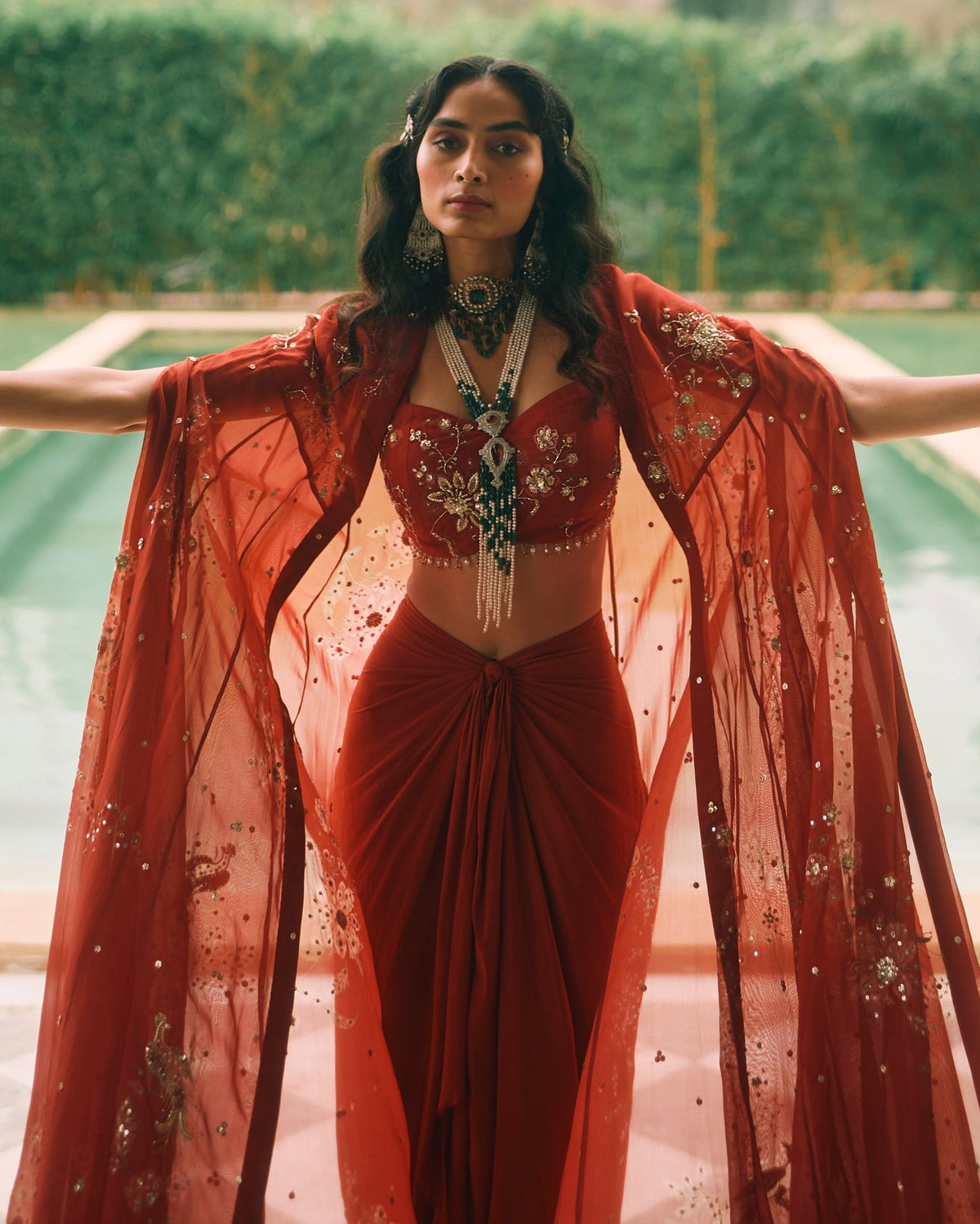 Marianne Sangria Red Cape Set