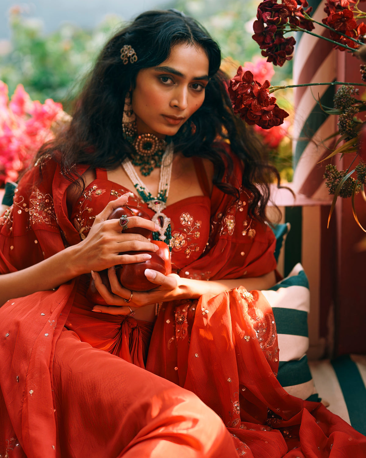 Marianne Sangria Red Cape Set