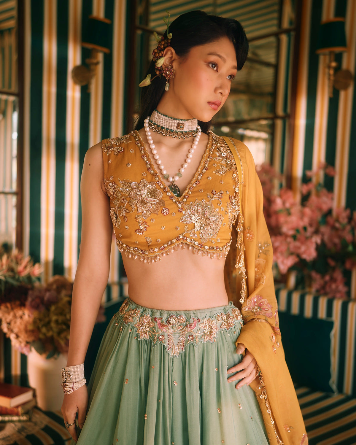 Ciel Jade Yellow Lehenga Set