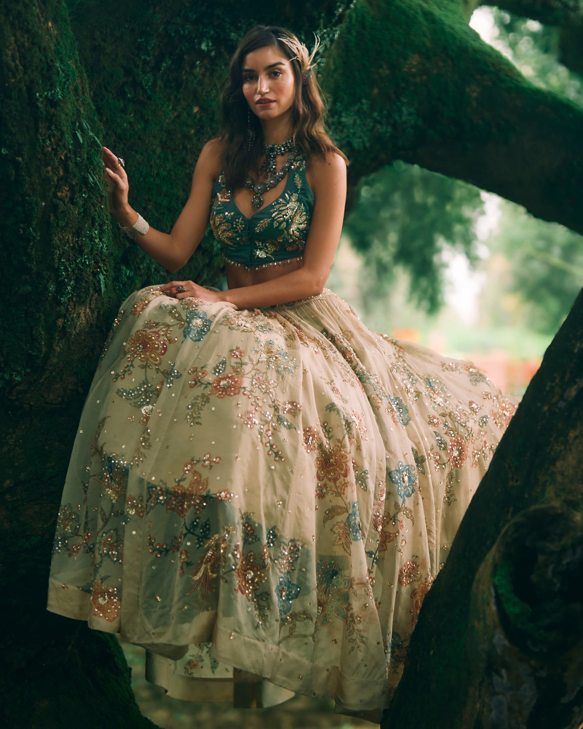 Bea Ivory Green Lehenga Set