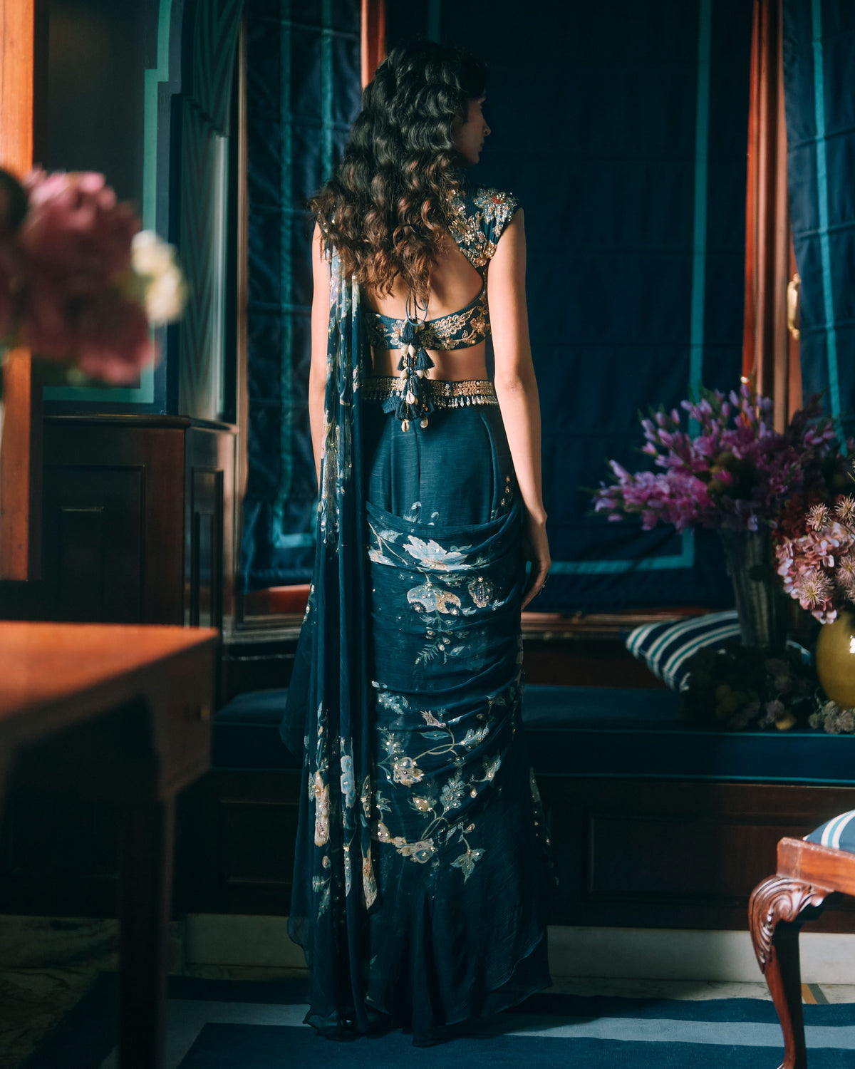 Soul Berry Blue Sari Set