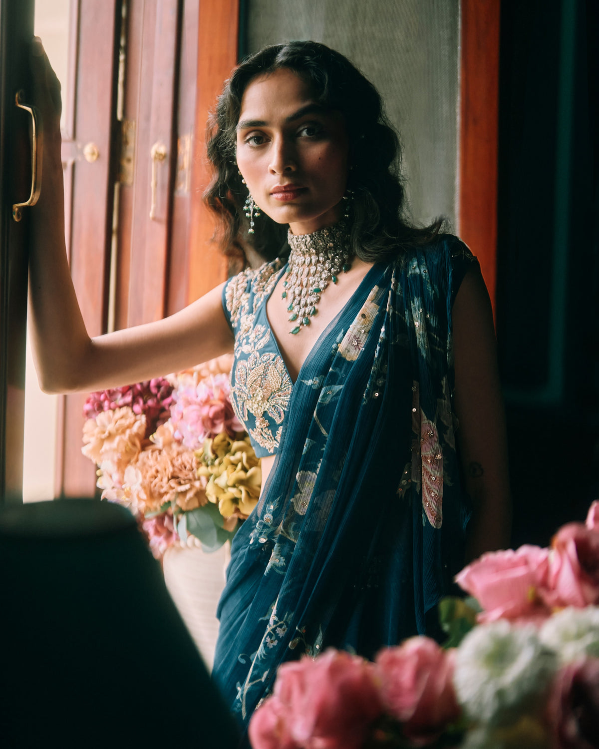 Soul Berry Blue Sari Set