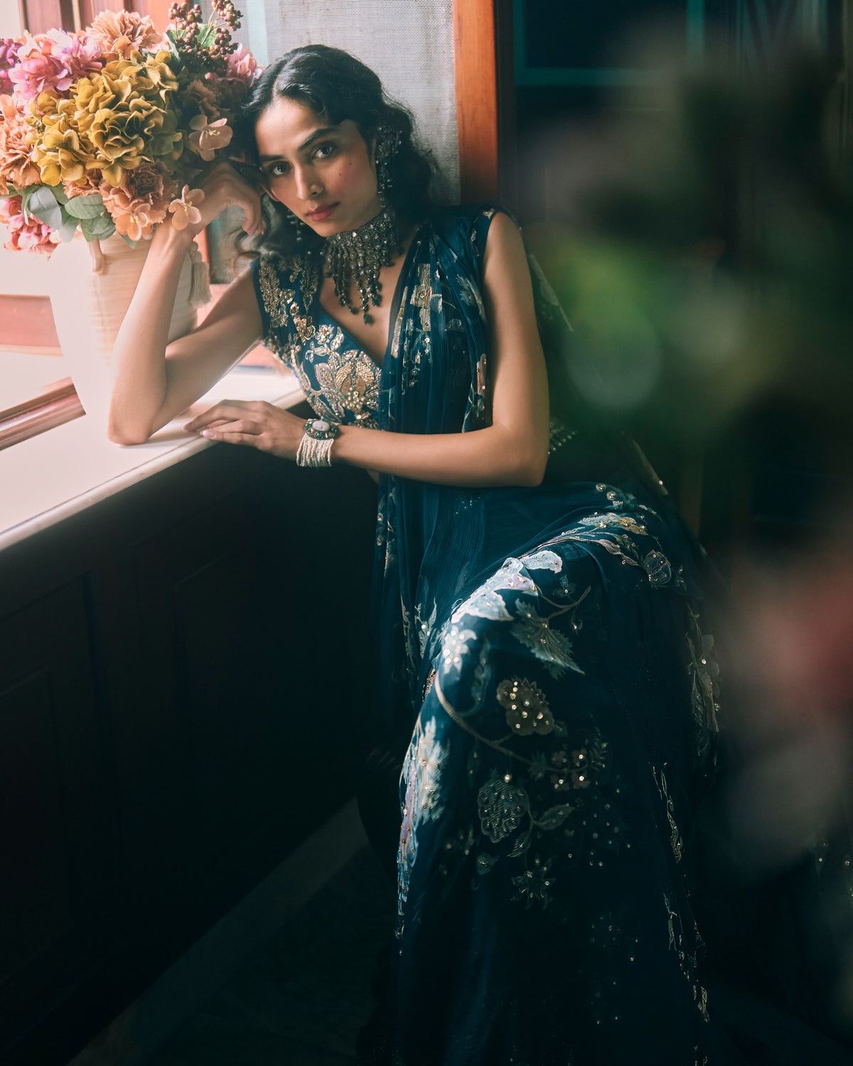 Soul Berry Blue Sari Set