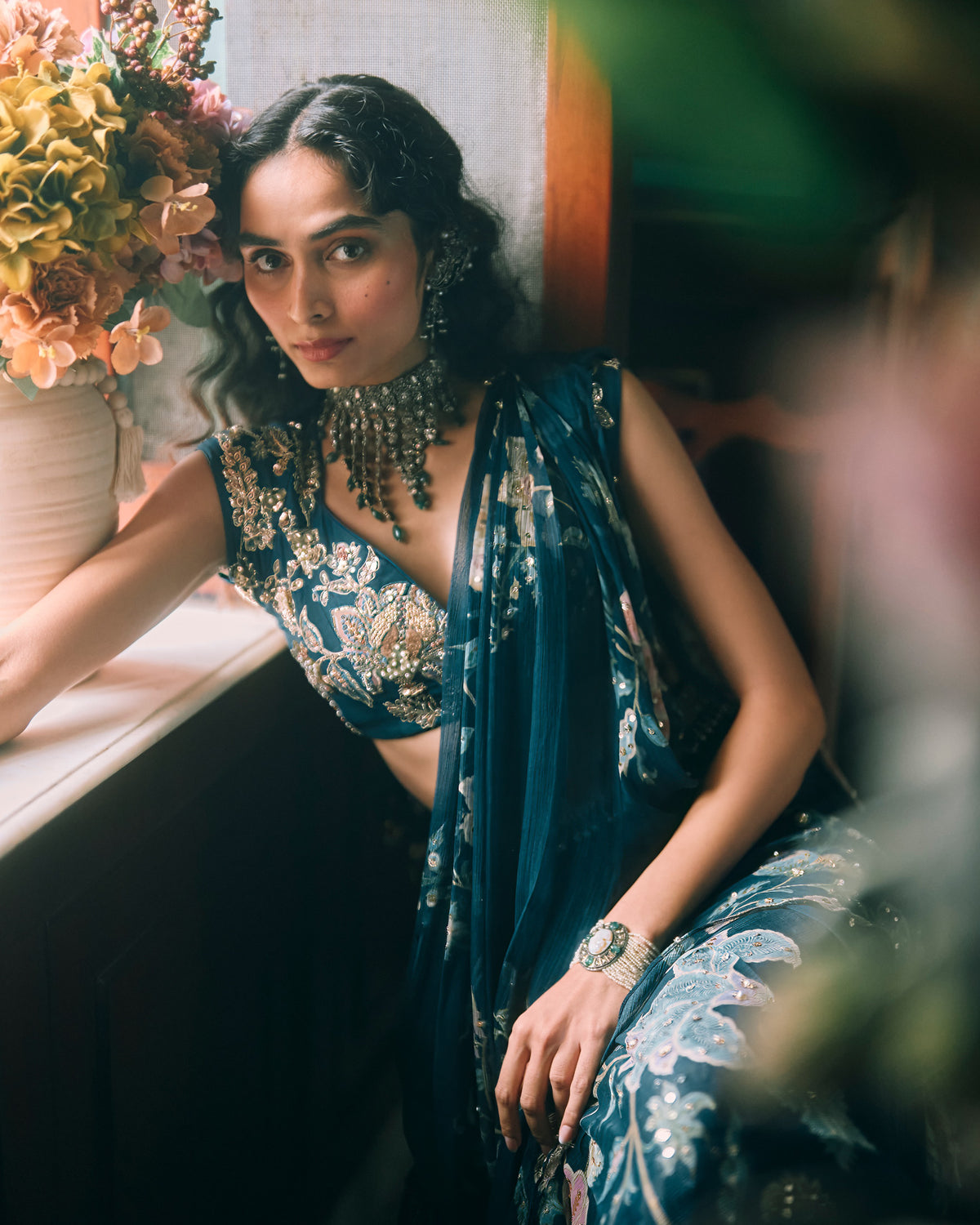 Soul Berry Blue Sari Set