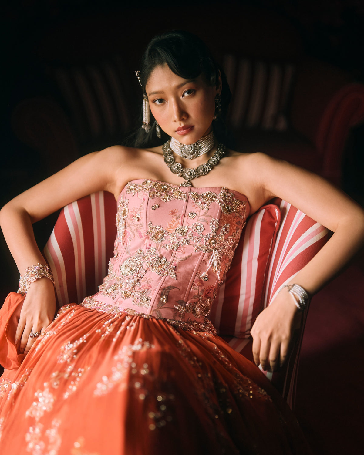 Delilah Rust Orange Lehenga Set