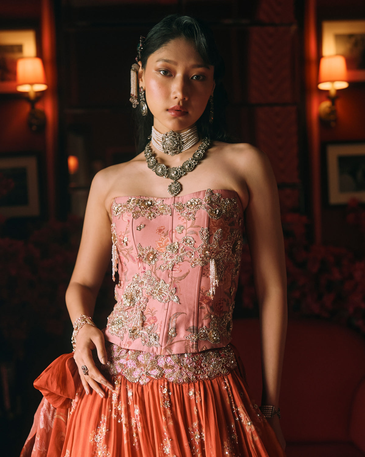 Delilah Rust Orange Lehenga Set