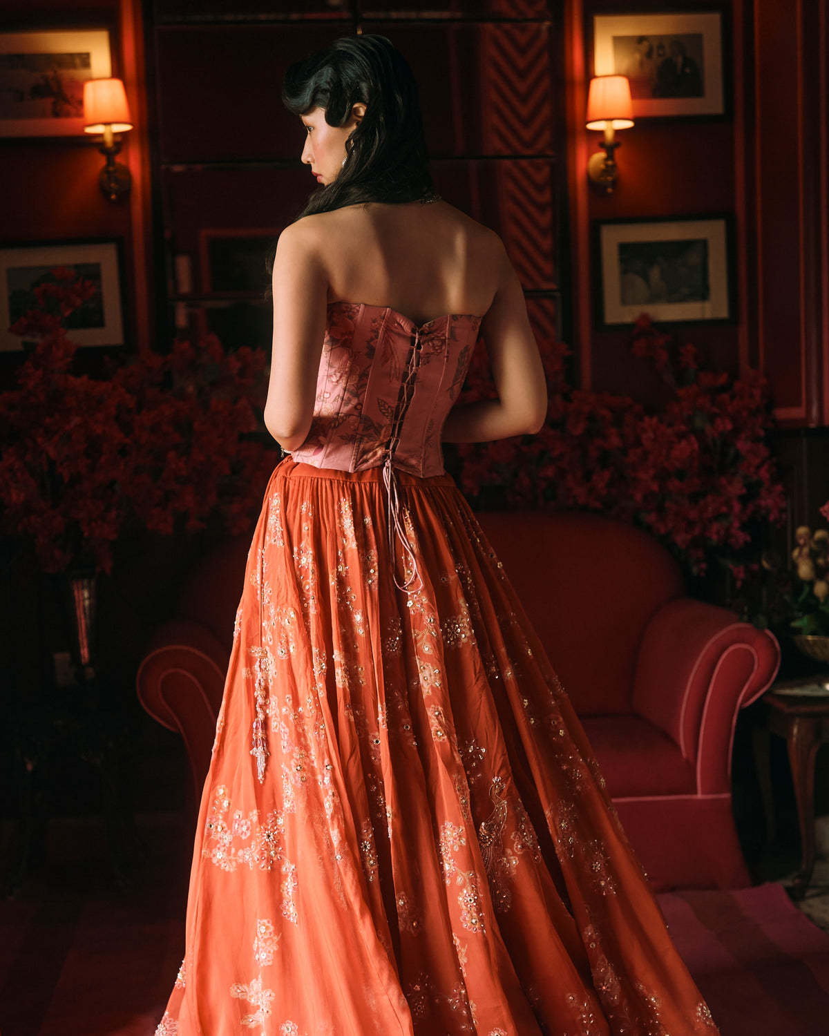 Delilah Rust Orange Lehenga Set