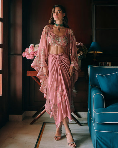 Rosin Salmon Pink Cape Set