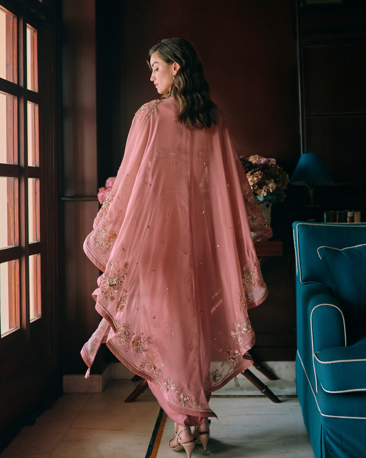 Rosin Salmon Pink Cape Set