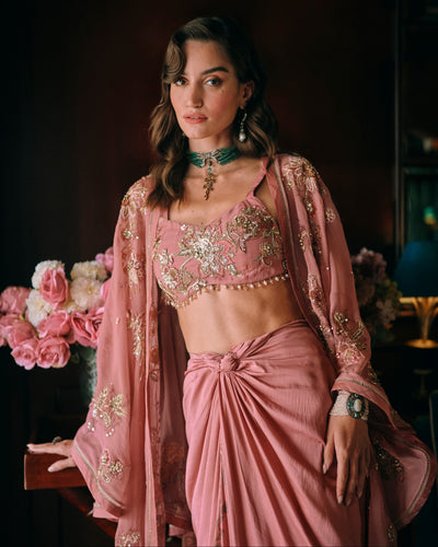 Rosin Salmon Pink Cape Set