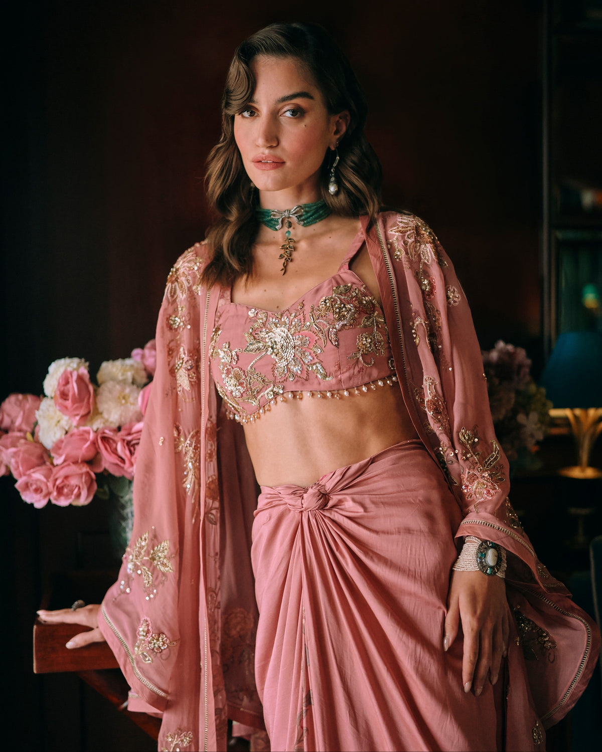 Rosin Salmon Pink Cape Set