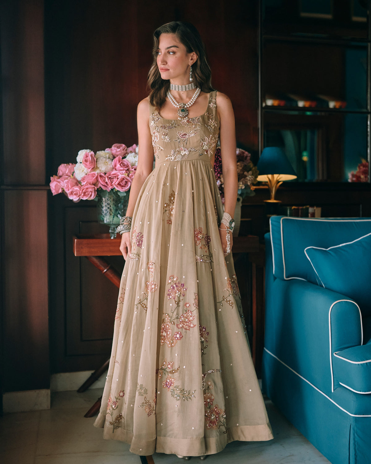 Zelda Olive Green Anarkali