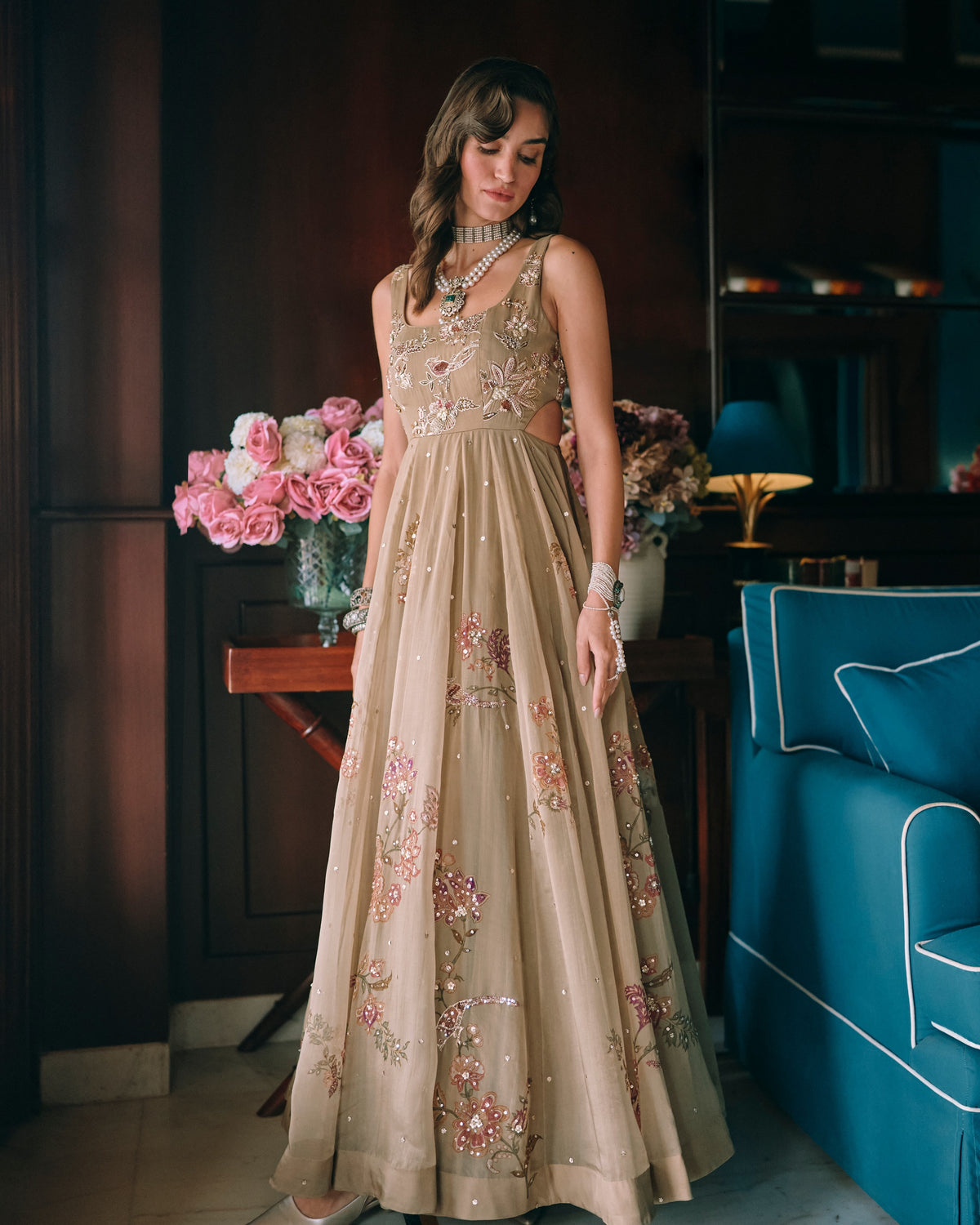Zelda Olive Green Anarkali