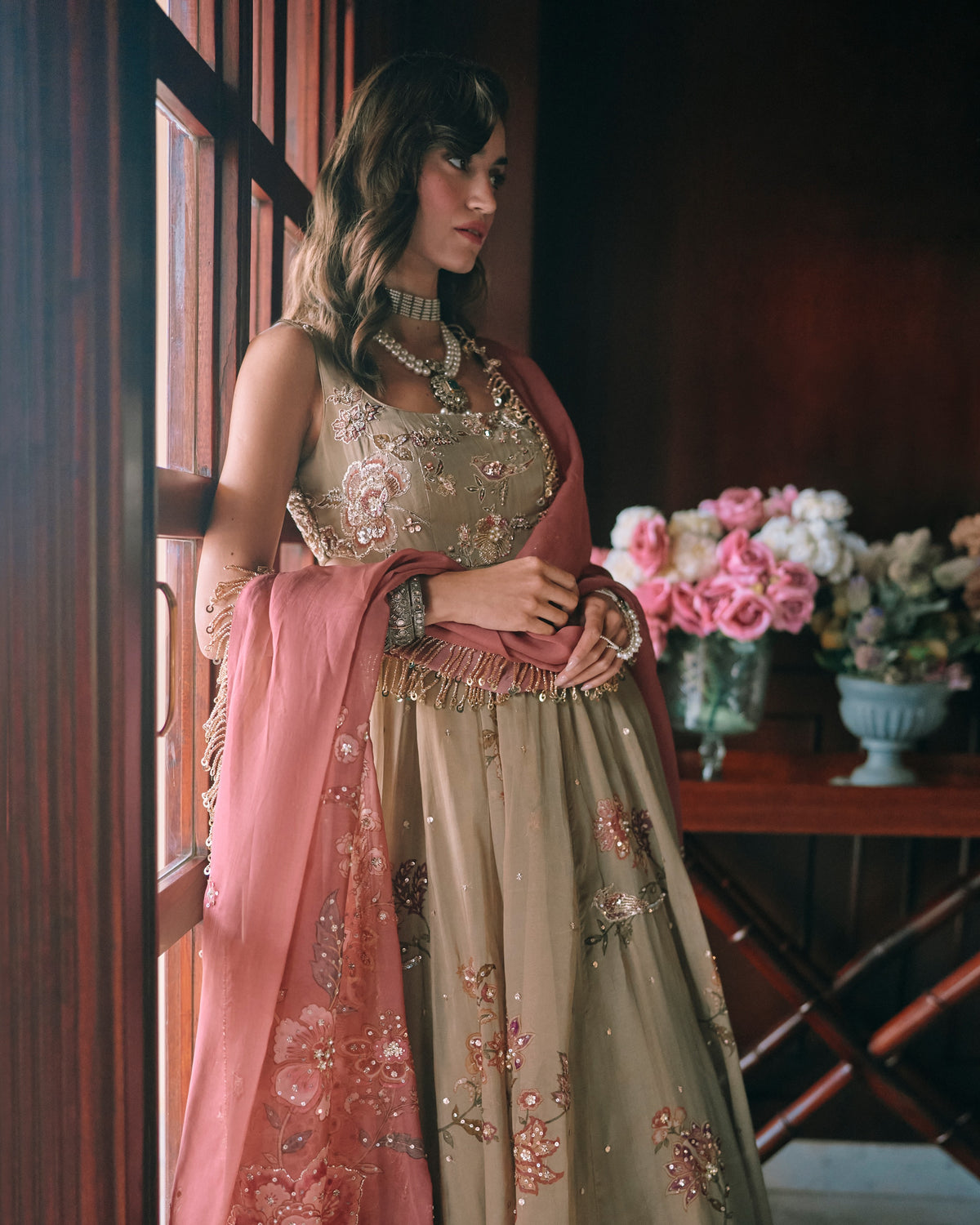 Zelda Olive Green Anarkali