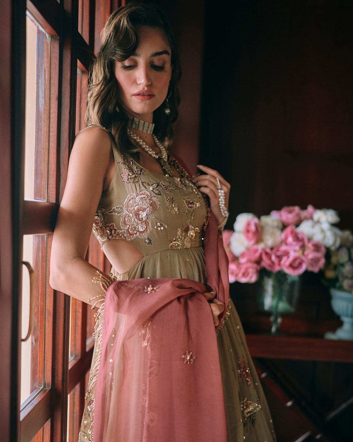 Zelda Olive Green Anarkali