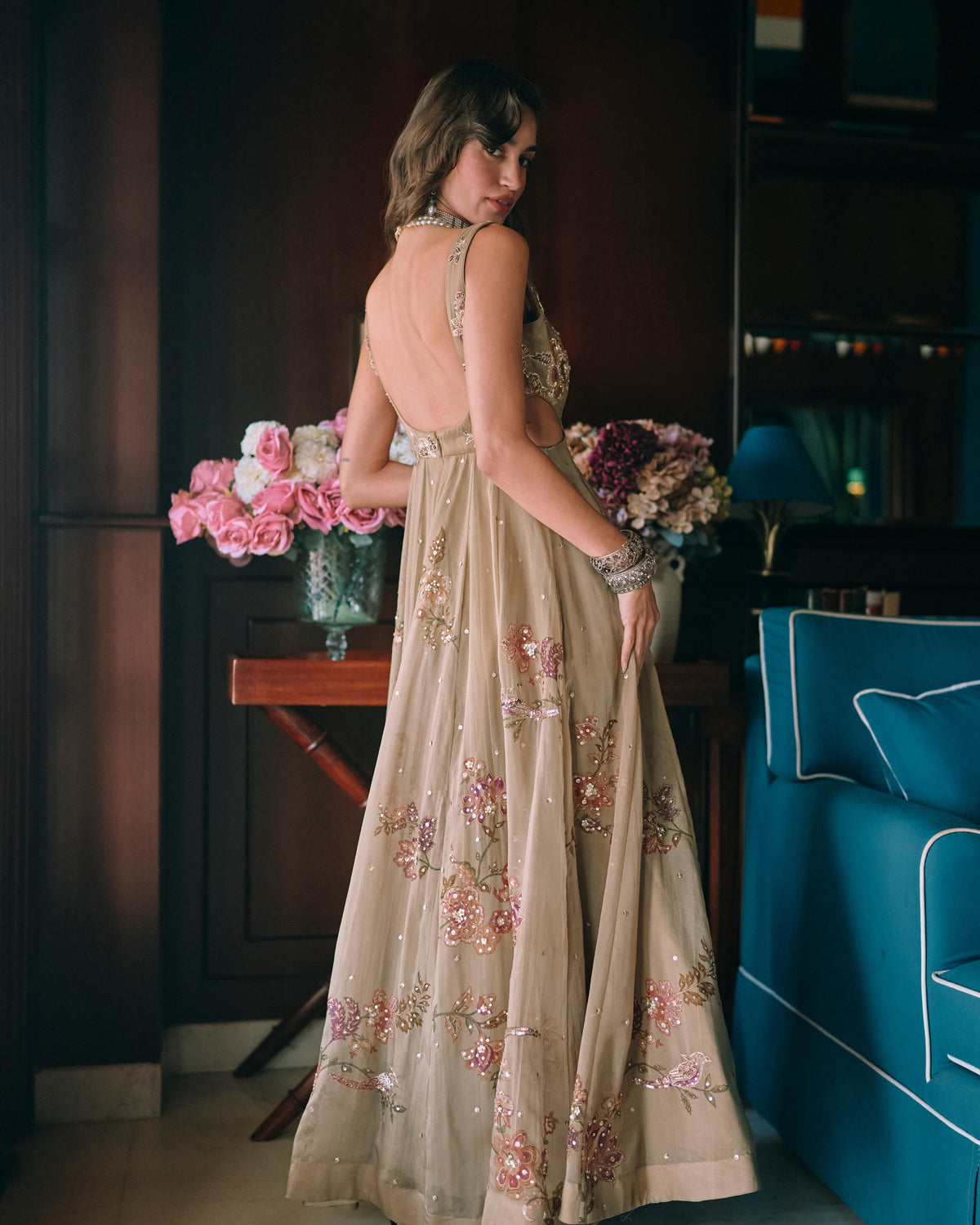 Zelda Olive Green Anarkali
