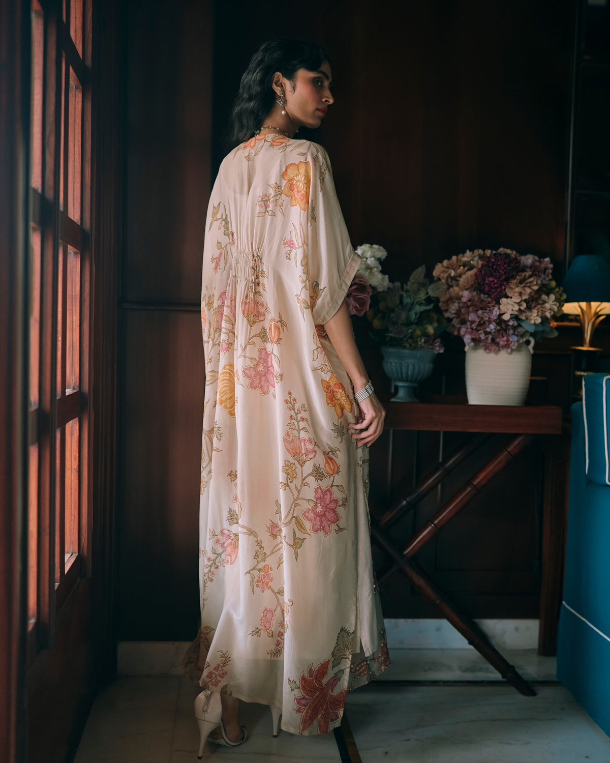 Elin Ivory Floral Kaftan