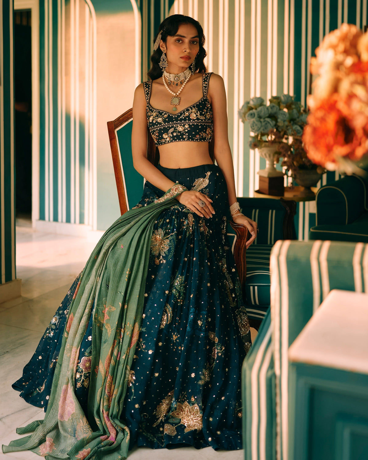 Whimsy Midnight Blue Lehenga Set