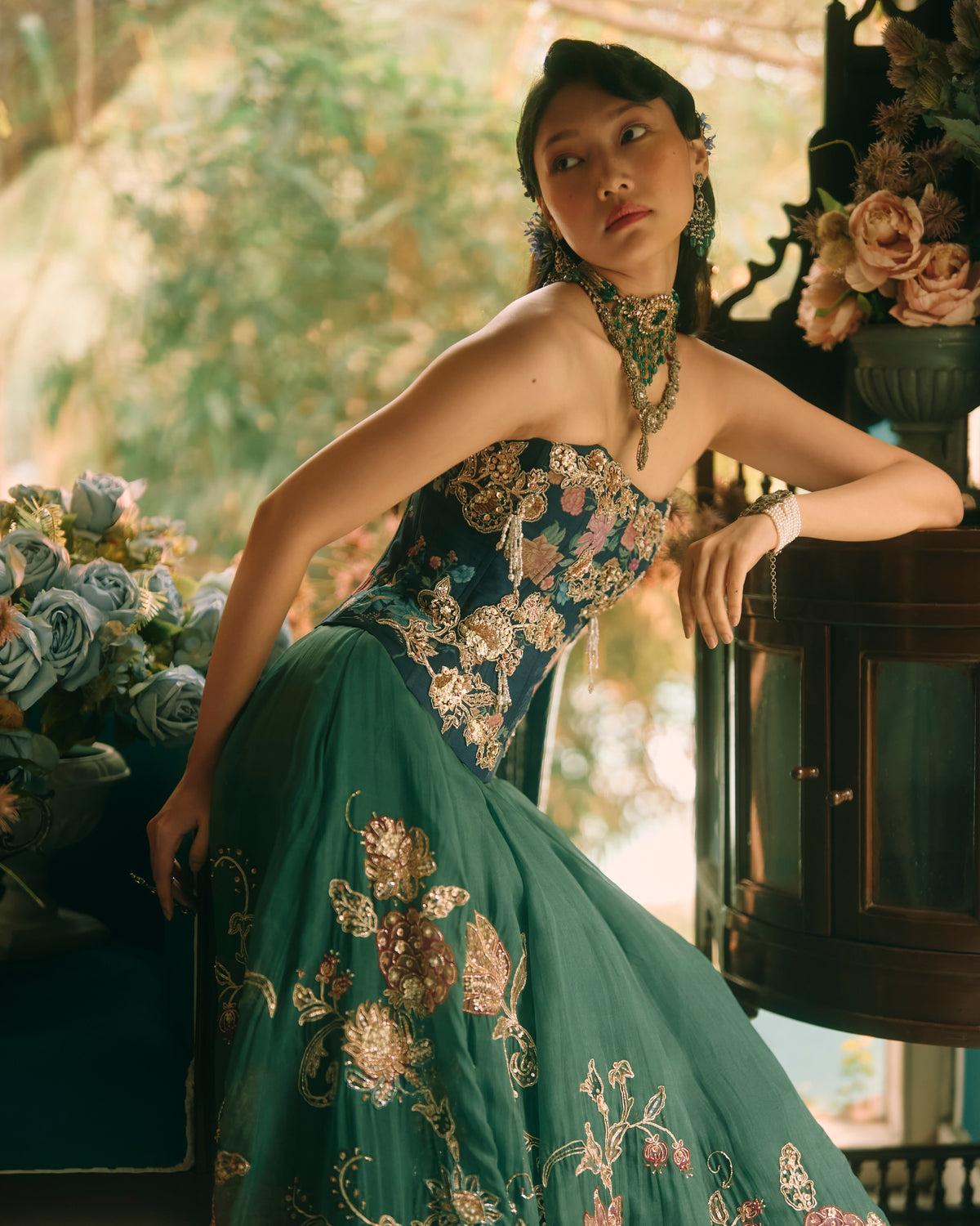 Twilight Green Blue Lehenga Set