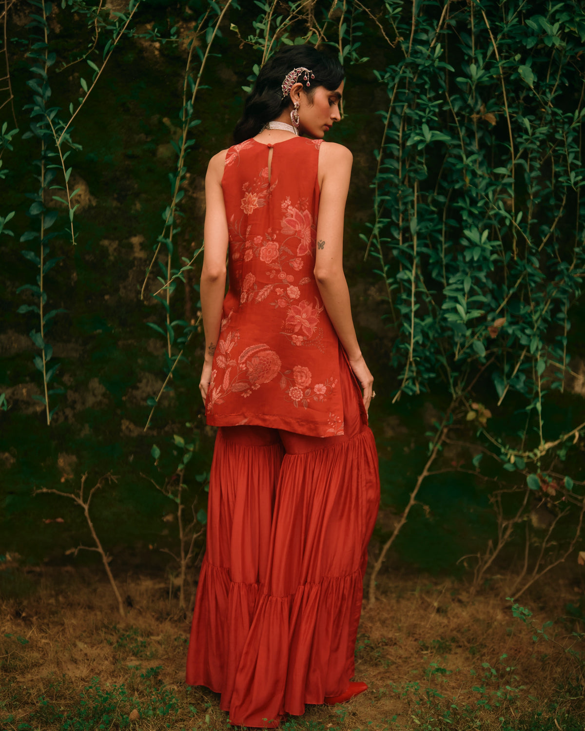 Elsie Crimson Red Sharara Set