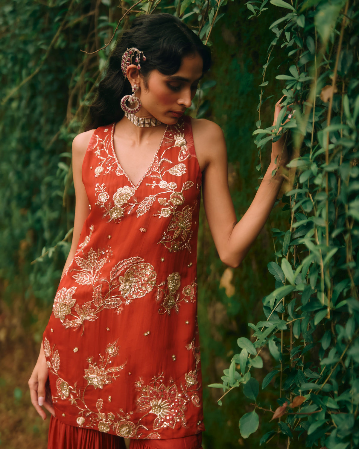Elsie Crimson Red Sharara Set