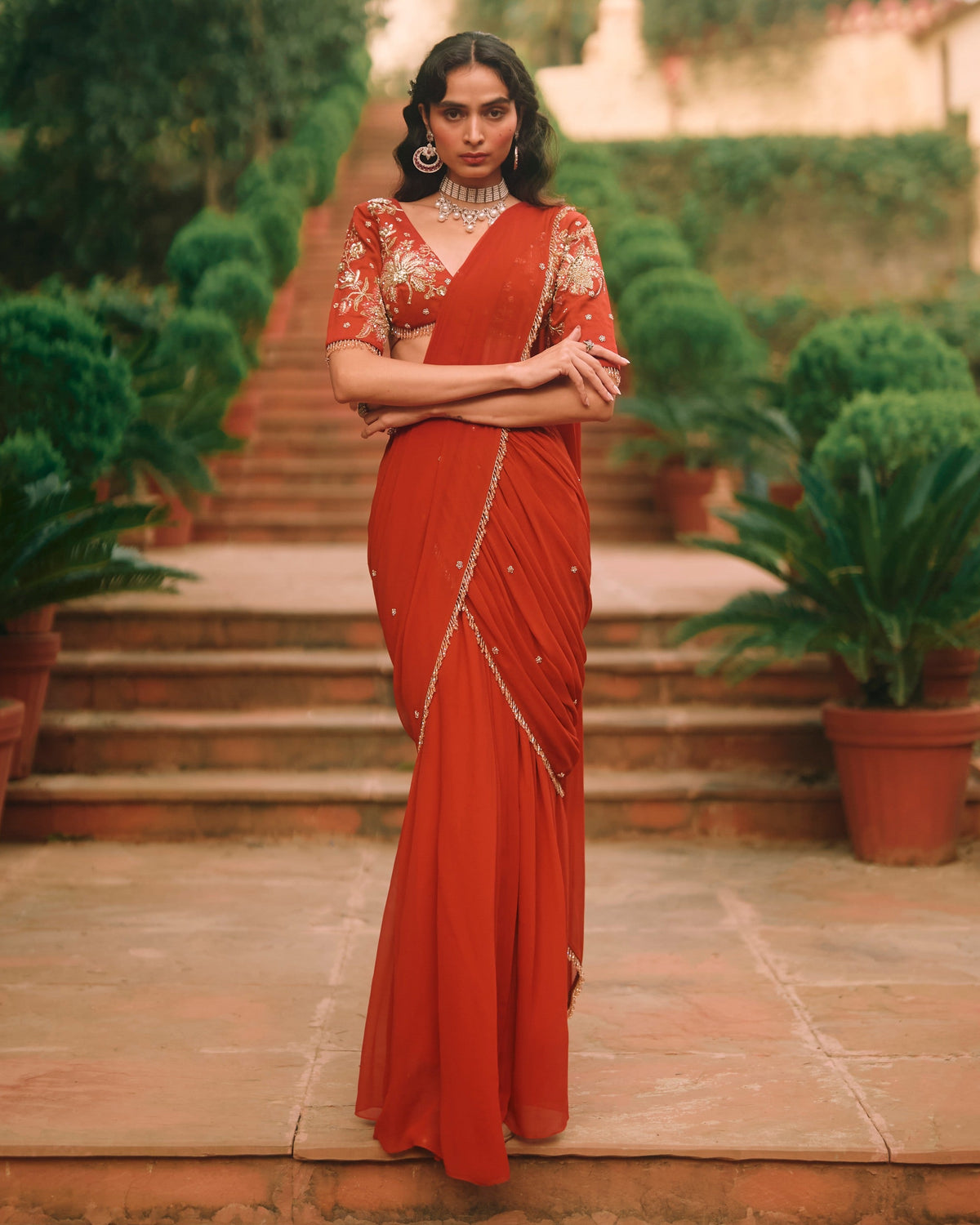 Kaia Crimson Red Sari Set