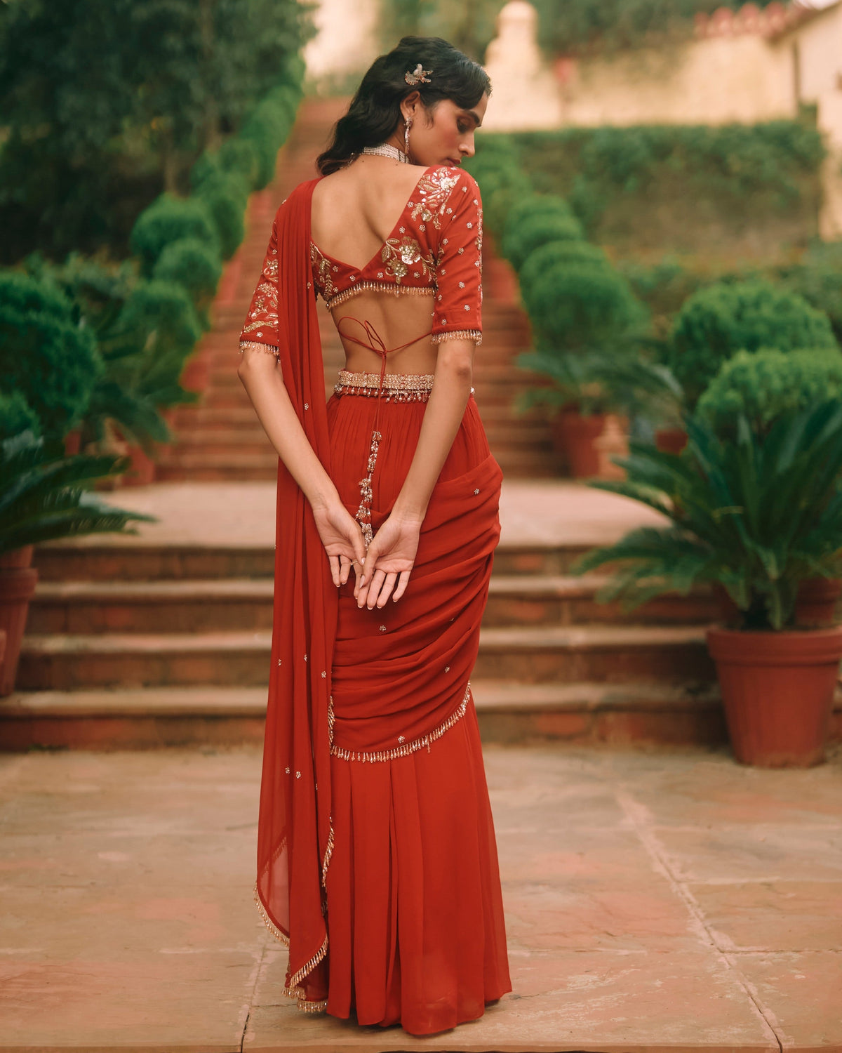 Kaia Crimson Red Sari Set