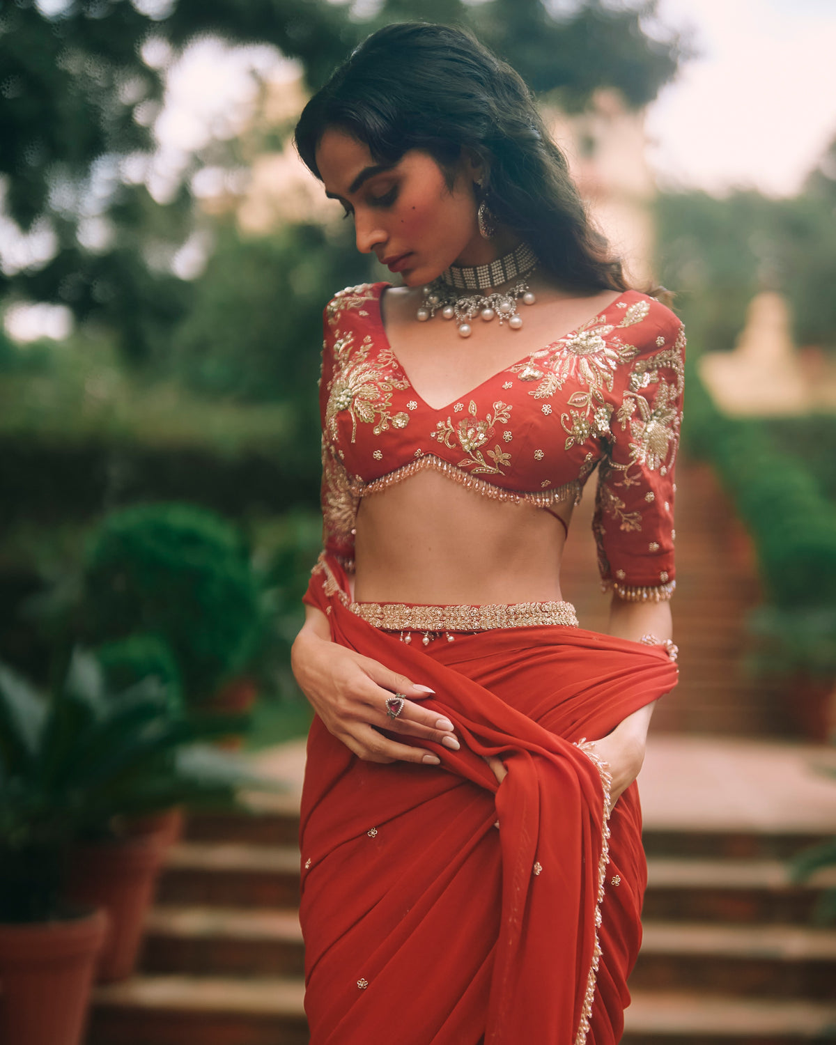 Kaia Crimson Red Sari Set