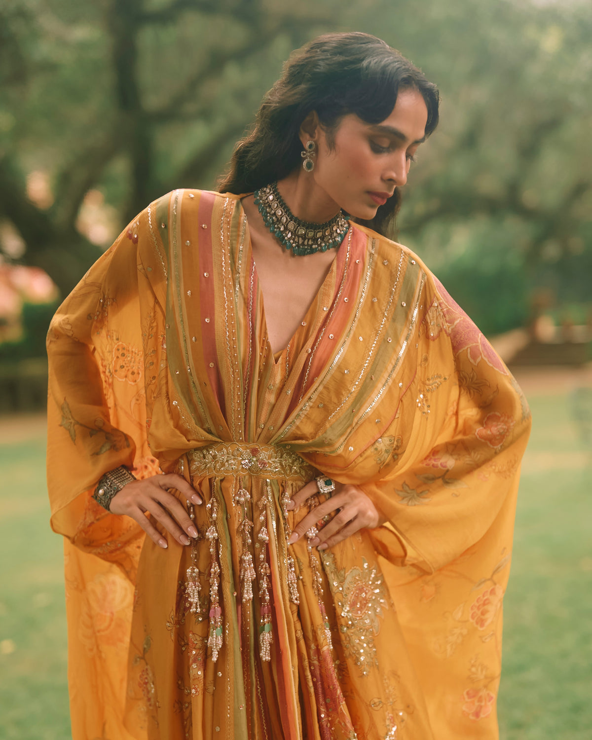 Elin Mustard Yellow Kaftan