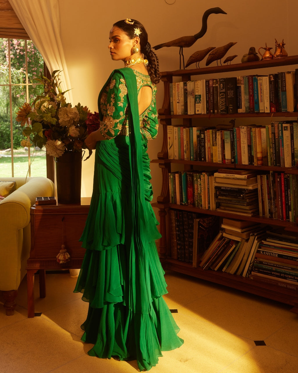 Emerald Green Sari Set with belt