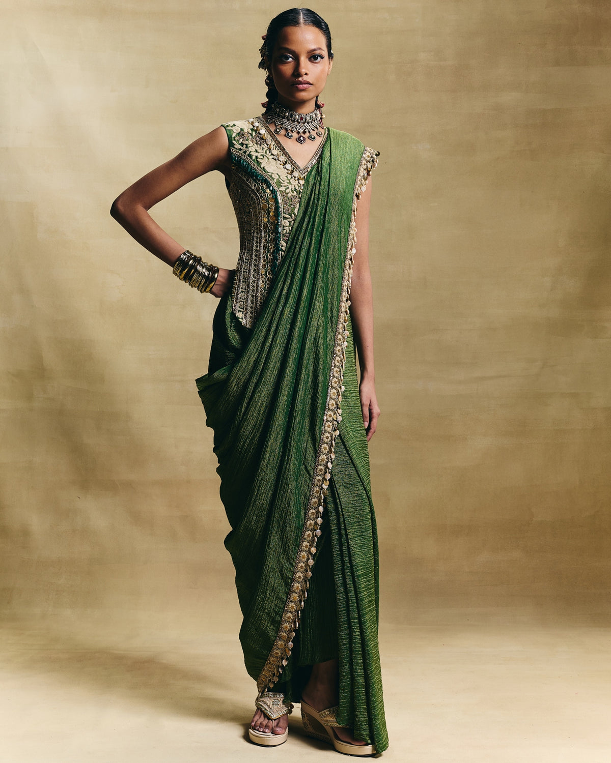 Nia Pre Stitched Sari Set