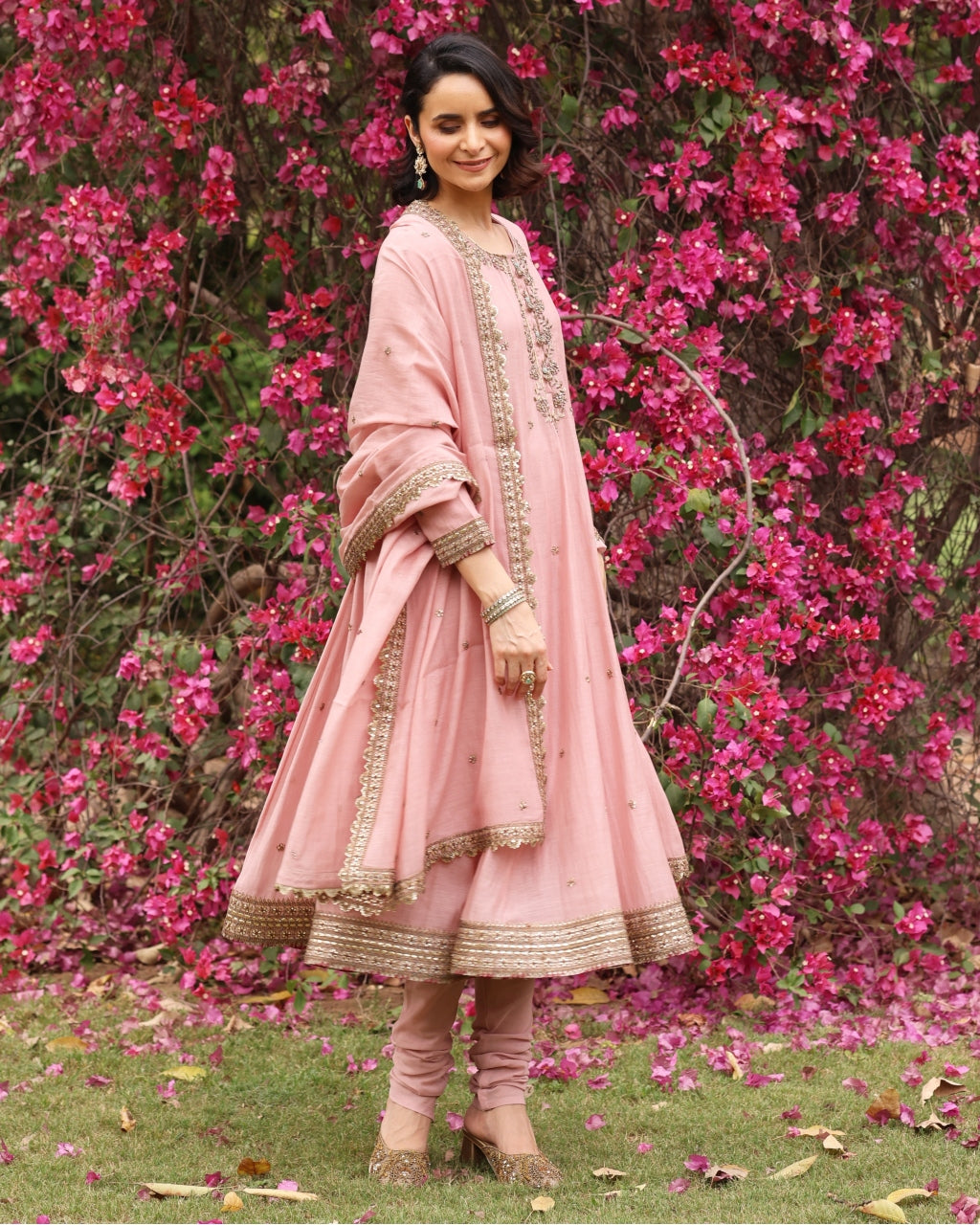 Pink Gul Sadaf Anarkali Set