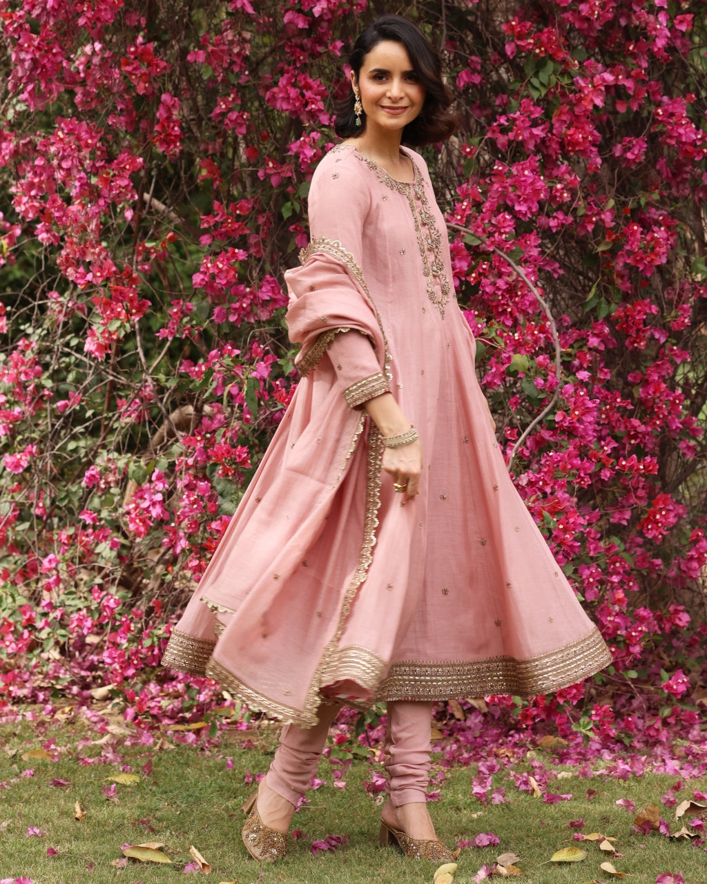 Pink Gul Sadaf Anarkali Set