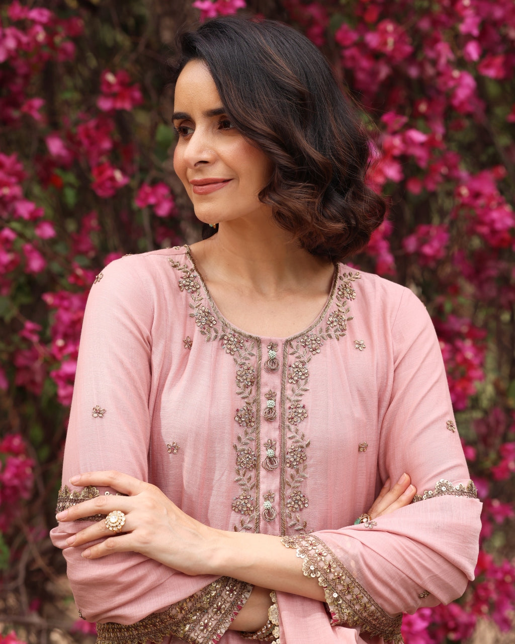 Pink Gul Sadaf Anarkali Set