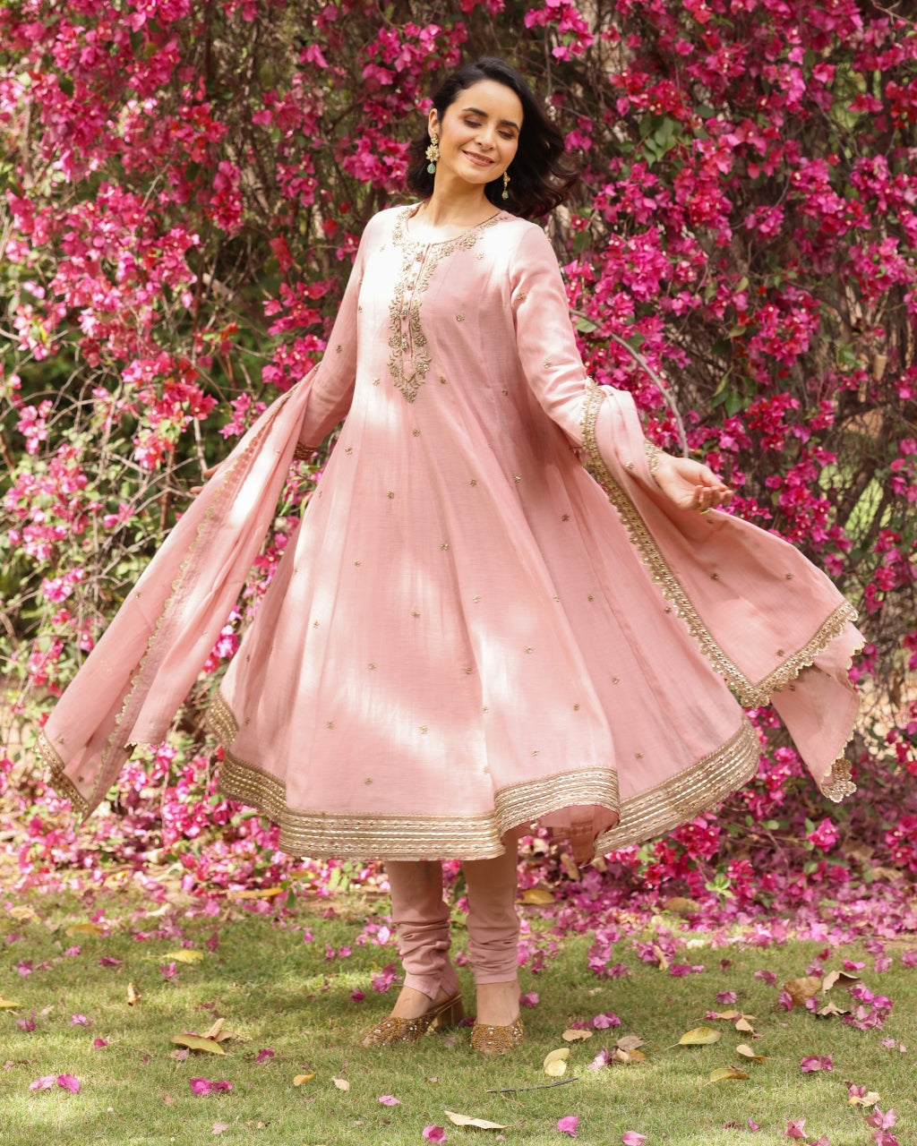 Pink Gul Sadaf Anarkali Set