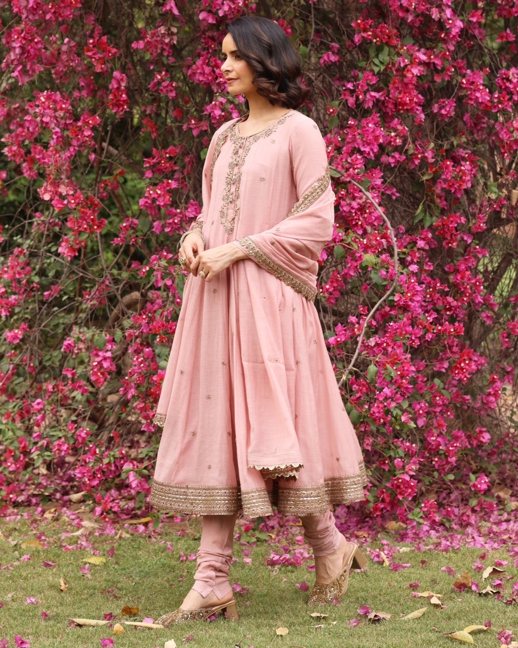 Pink Gul Sadaf Anarkali Set