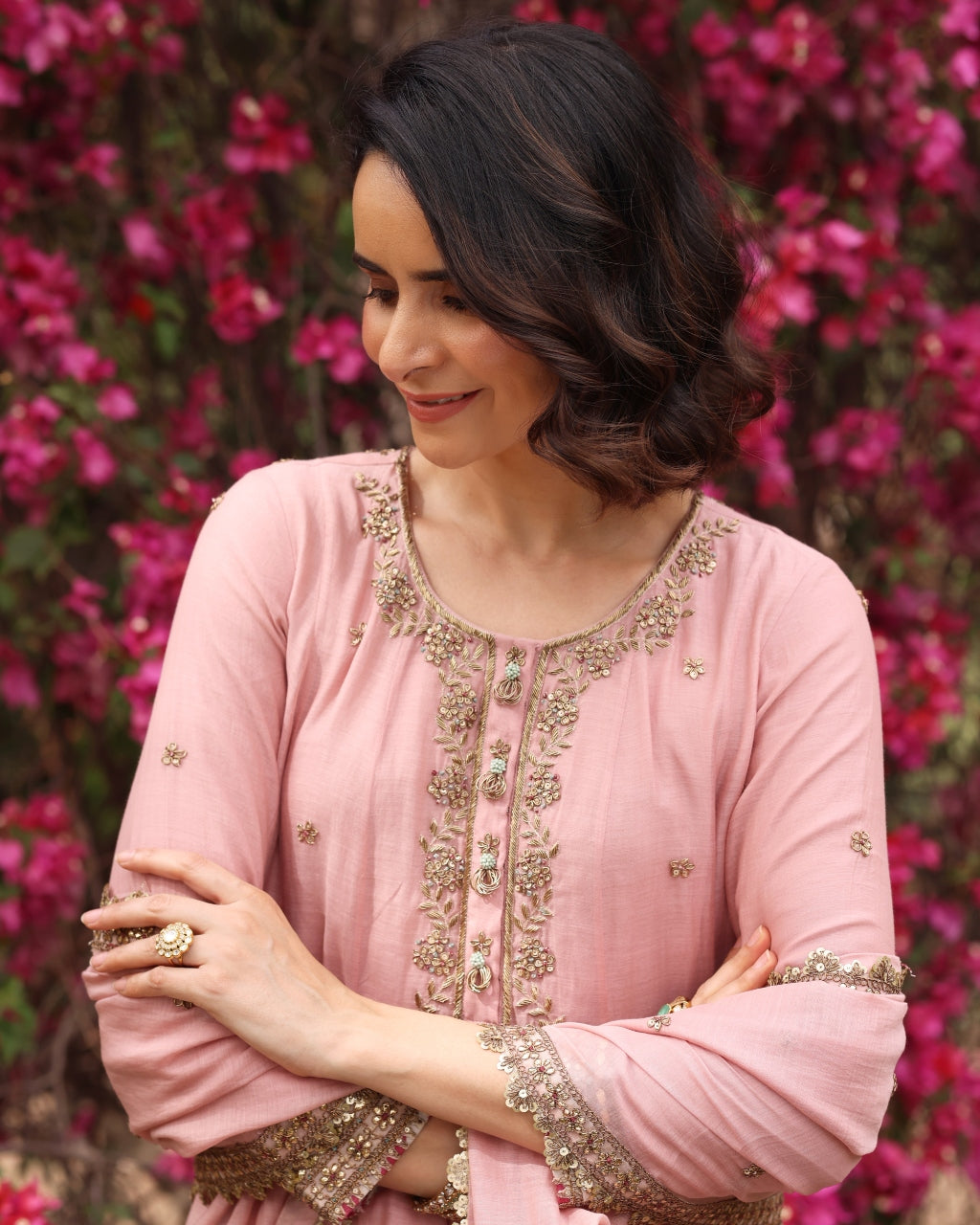 Pink Gul Sadaf Anarkali Set