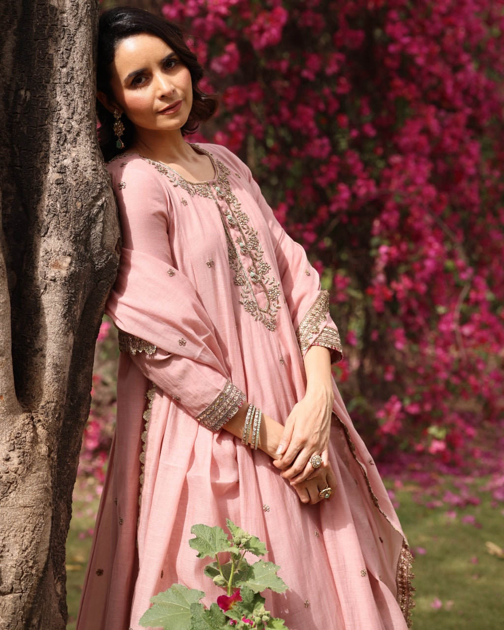 Pink Gul Sadaf Anarkali Set