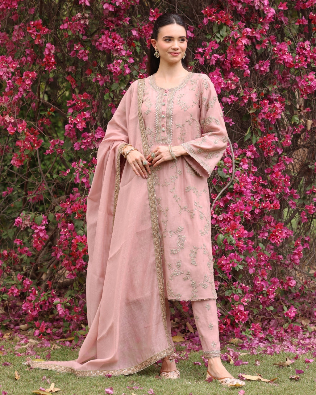 Pink Vrinda Dori Kurta Set