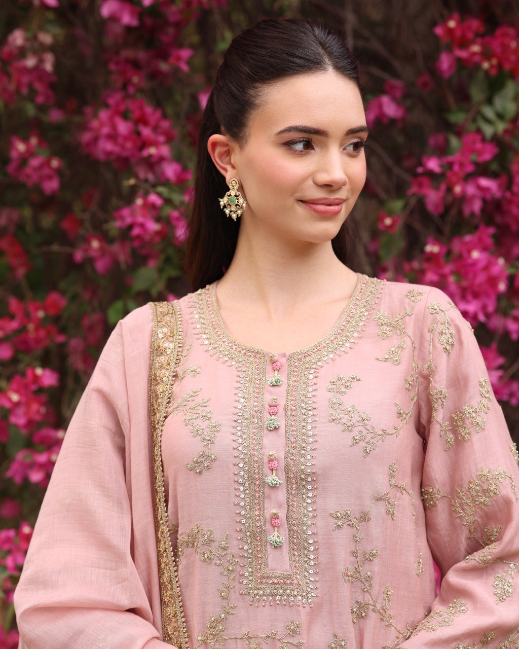 Pink Vrinda Dori Kurta Set