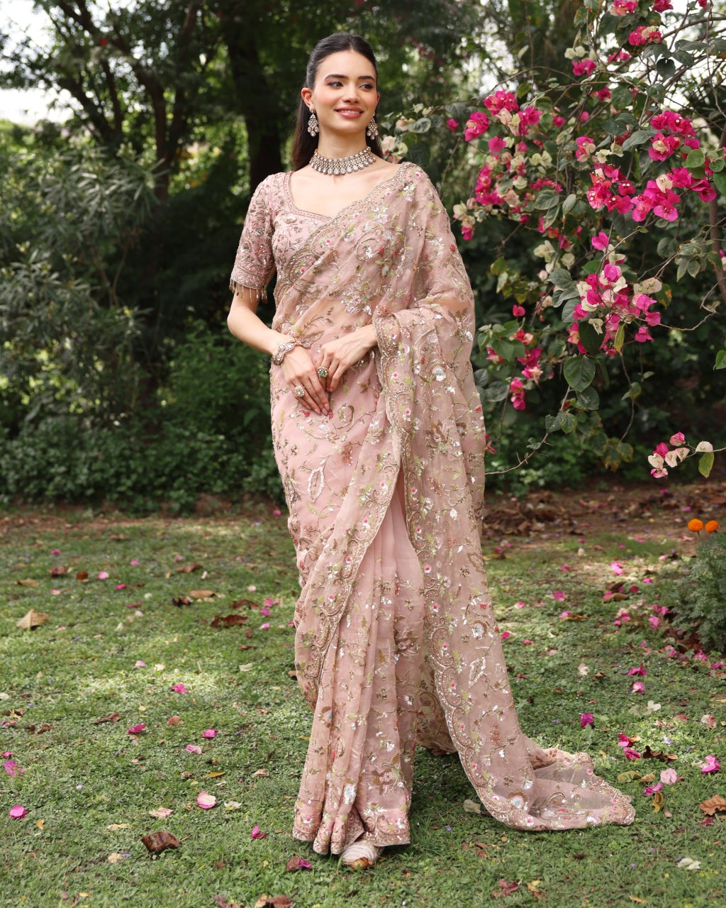 Pink Wedding Bloom Sari