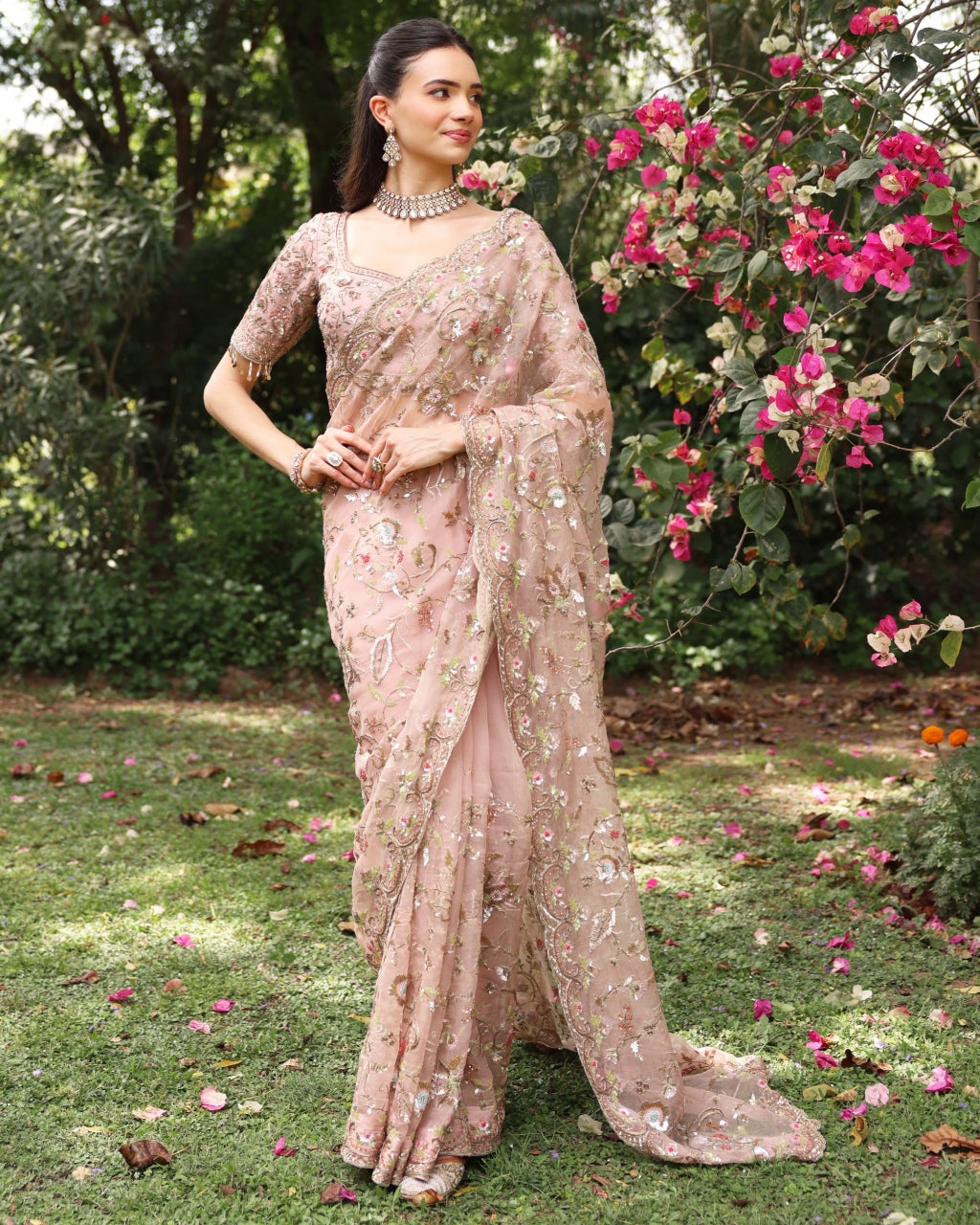 Pink Wedding Bloom Sari